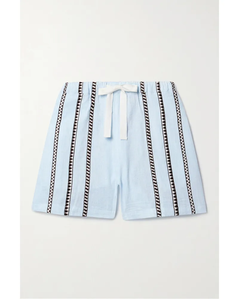 lemlem Net Sustain Safia Shorts aus einer Baumwollmischung Blau