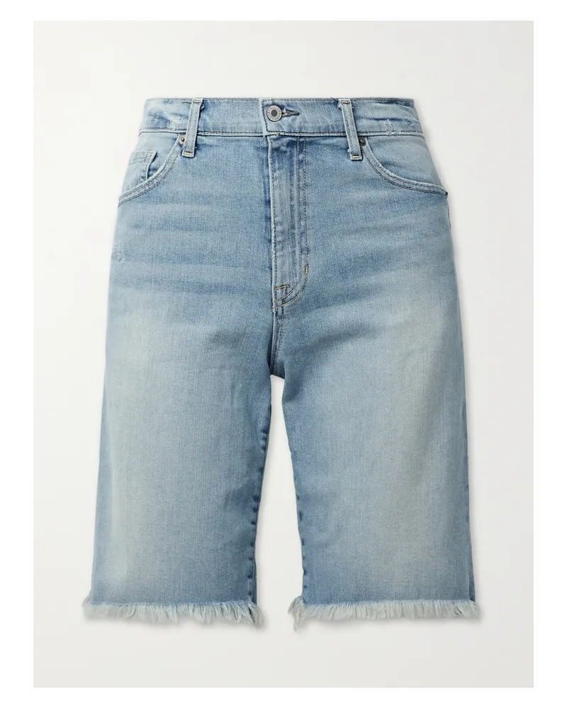 Nili Lotan Boyfriend Jeansshorts Mit Fransen - Blau Blau