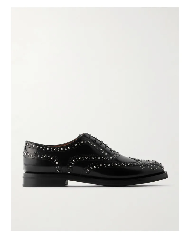 Church's Burwood Met Studded Glossed-leather Brogues - Black Black