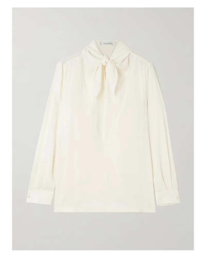 Max Mara Tie-detailed Silk Crepe De Chine Blouse - Ivory Ivory