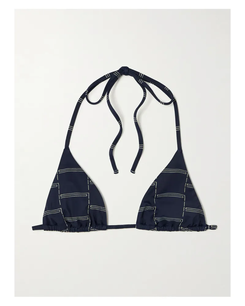 Matteau The String Printed Recycled Triangle Bikini Top - Blue Blue