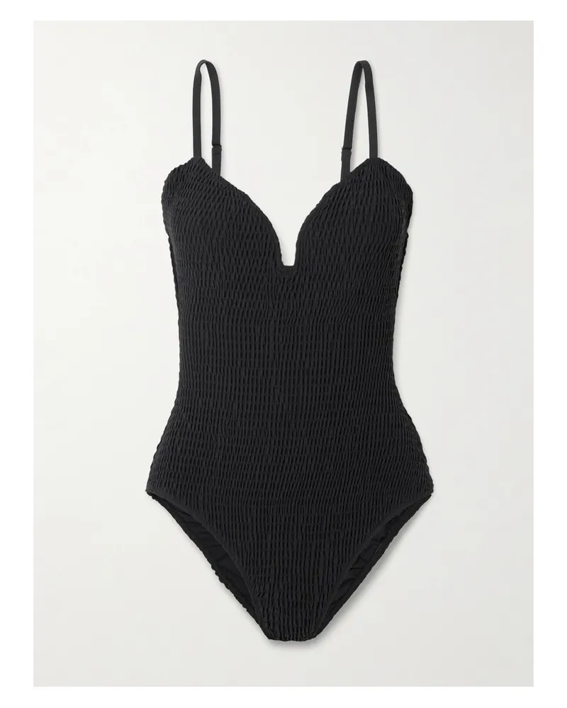 Ulla Johnson Biarritz Smocked Swimsuit - Black Black