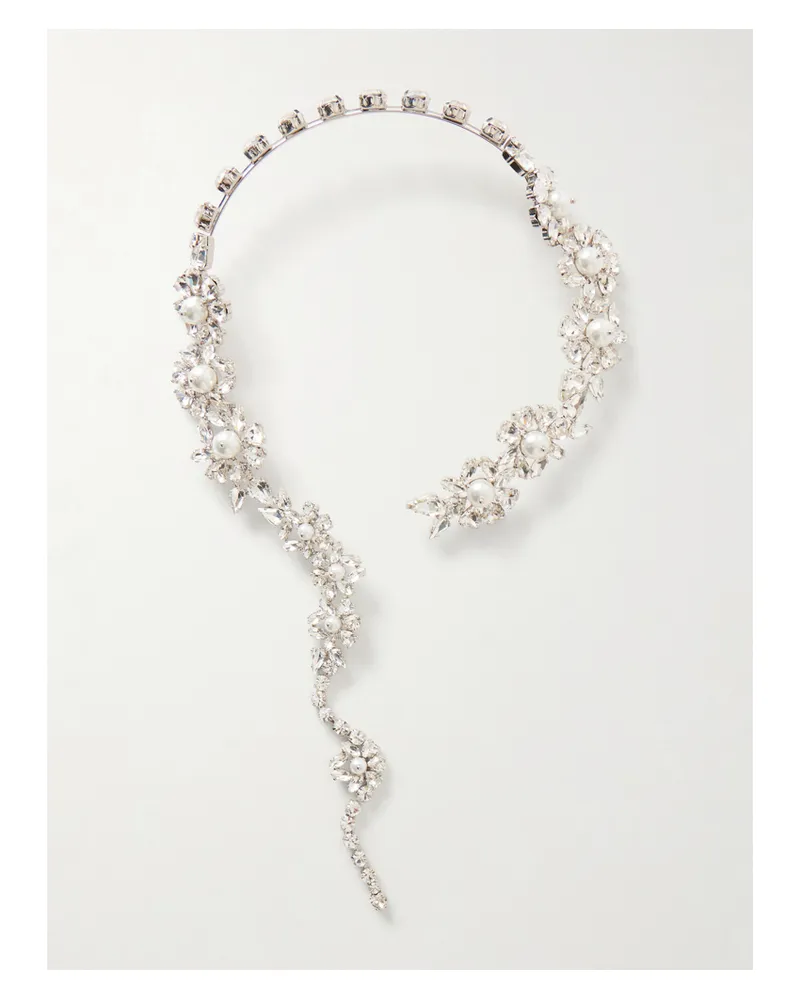 Simone Rocha Fragment Heartbloom Silberfarbene Kette Mit Kristallen Silber