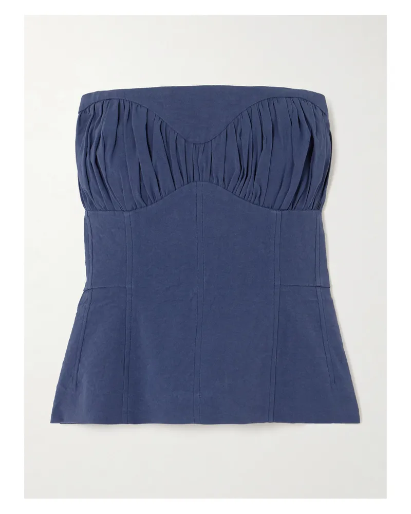 TOVE Ruby Bustier Aus Twill Aus Einer Leinenmischung Mit Schößchen Und Raffungen - Blau Blau