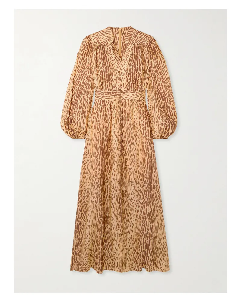 Zimmermann Cascadian Maxikleid Aus Leinen Mit Leopardenprint - Animal-Print Animal-print