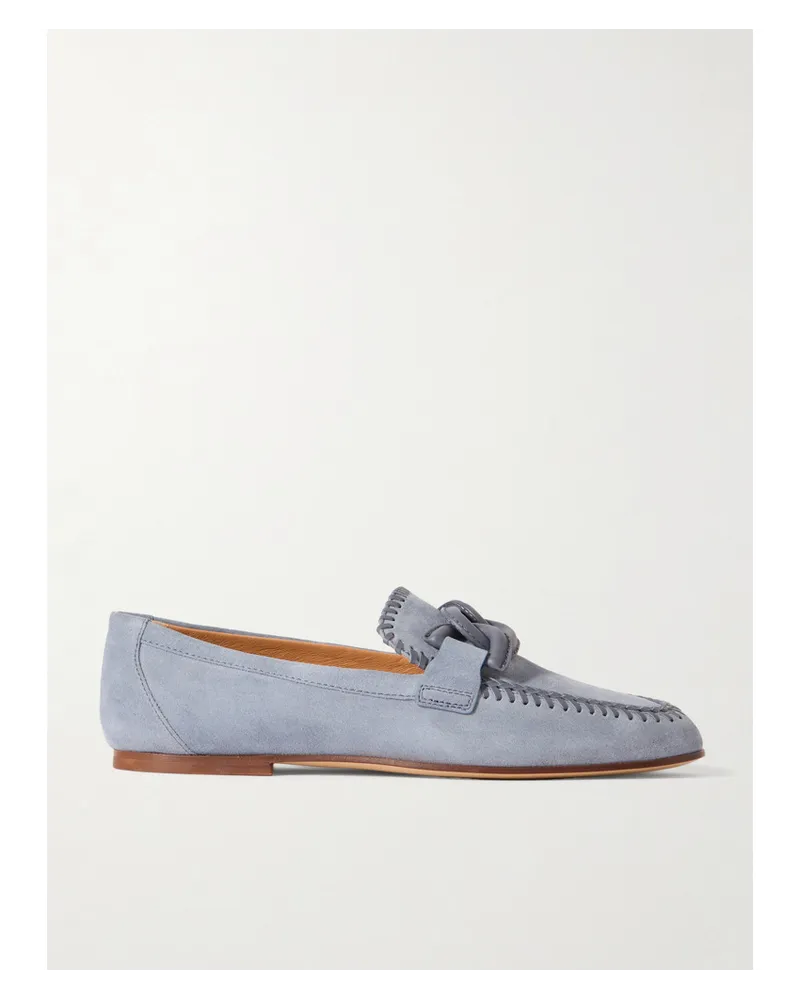 TOD'S Loafers aus Veloursleder mit Lederbesätzen Blau