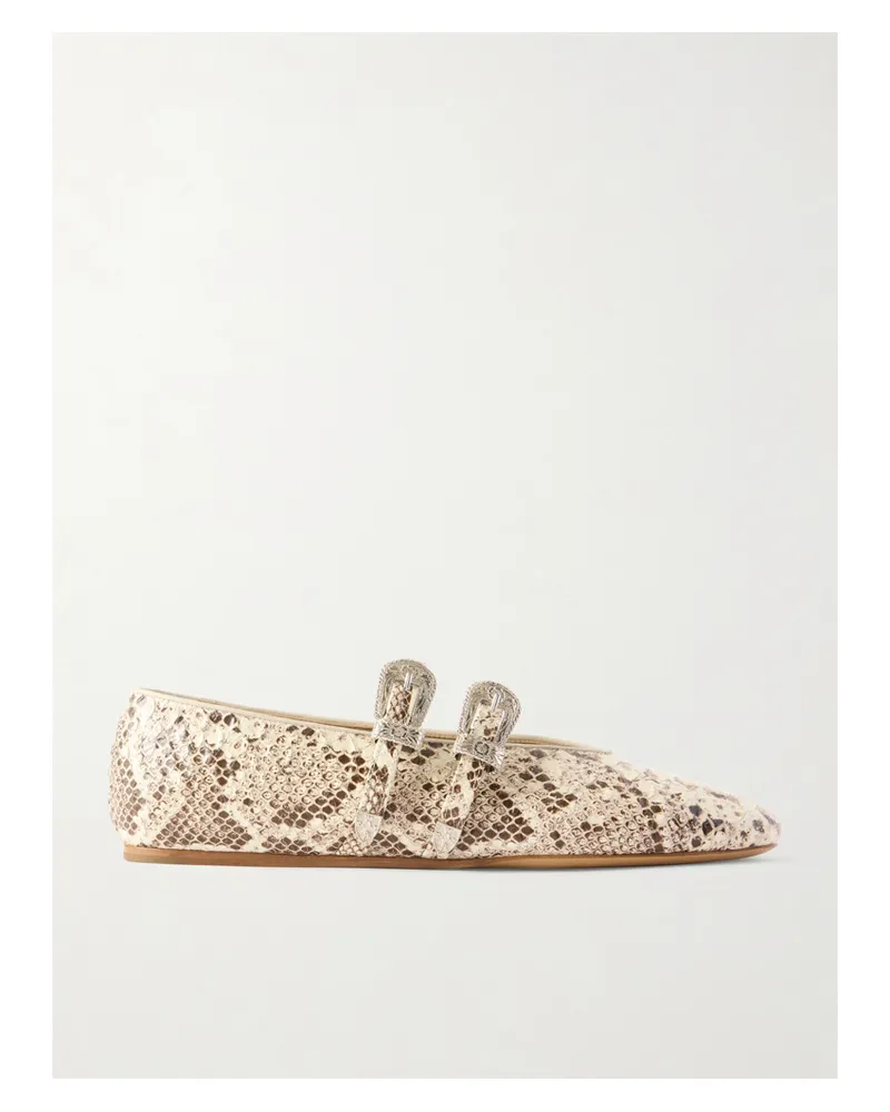 Le Monde Béryl Claudia Mary-jane-ballerinas Aus Leder Mit Schlangeneffekt - Animal-Print Animal-print