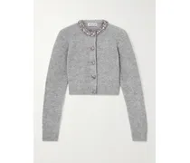 Cardigan Aus Rippstrick Mit Kristallen - Grau