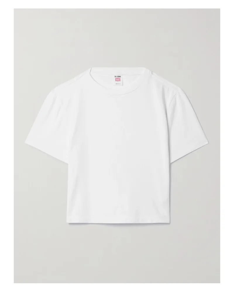 RE/DONE Hanes Micro Verkürztes T-shirt Aus Baumwoll-jersey - Weiß Weiß