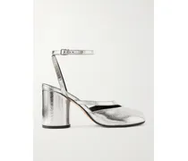 Tabi Split-toe Metallic Leather Sandals - Silver