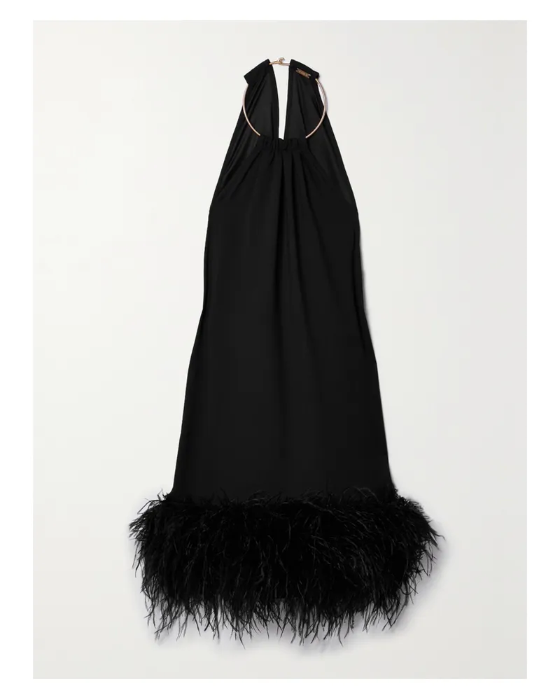 Cult Gaia Minikleid Aus Crêpe Mit Verzierung Und Federn - Schwarz Schwarz