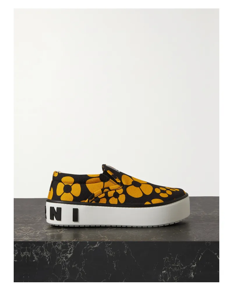 Marni Carhartt Wip Slip-ons Aus Baumwoll-canvas Mit Blumenprint - Gelb Gelb