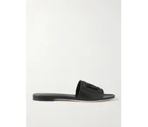 Bianca Logo-embossed Cutout Leather Slides - Black