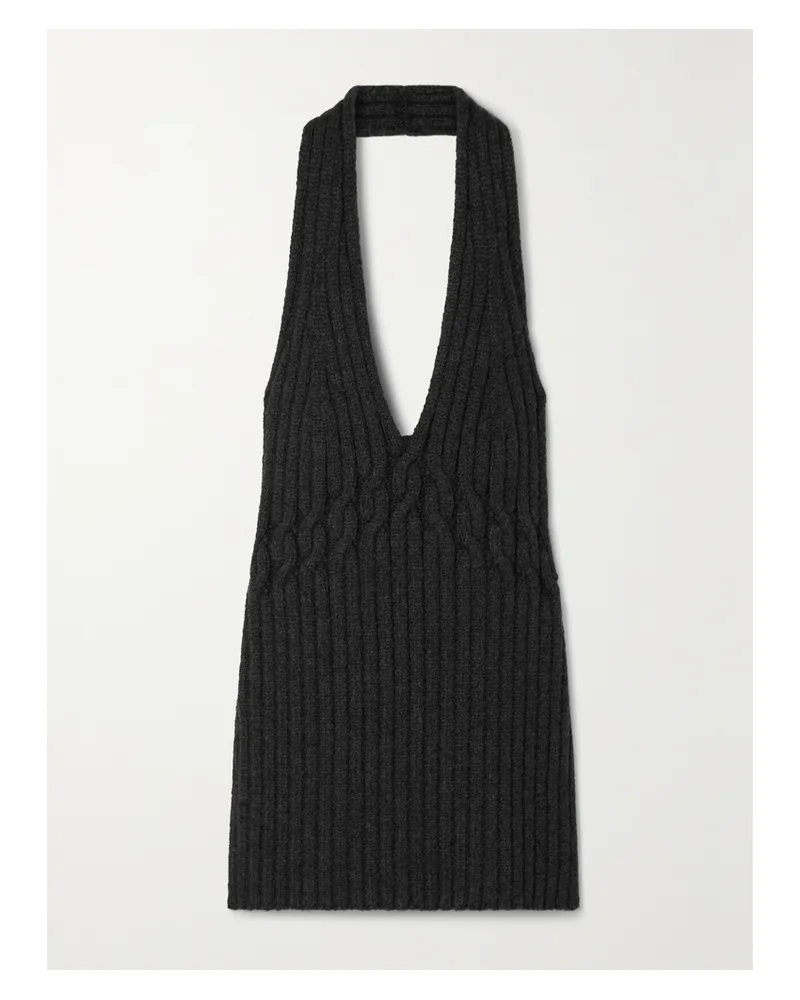 Proenza Schouler Rückenfreies Neckholder-oberteil Aus Einer Wollmischung Mit Zopfstrickdetails - Grau Grau