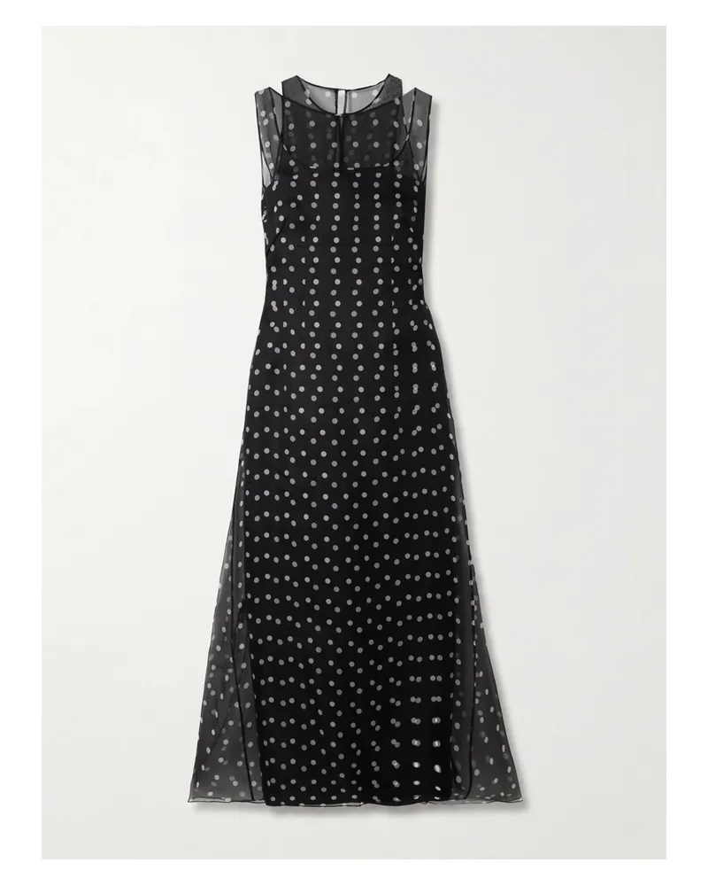 EMILIA WICKSTEAD Selina Polka-dot Silk Organza And Faille Dress - Black Black