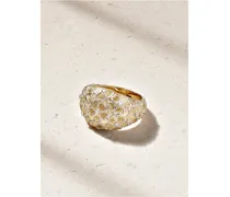 Bague Dôme Fleurie 9-karat Yellow And White Gold Diamond Ring