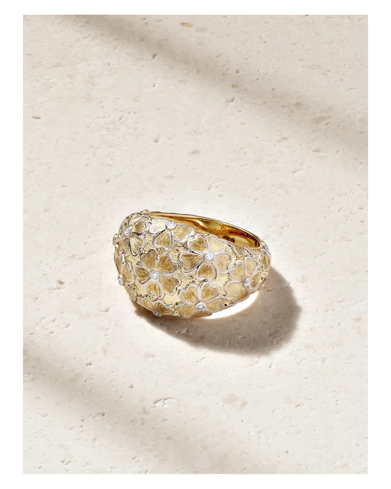 Yvonne Léon Bague Dôme Fleurie 9-karat Yellow And White Gold Diamond Ring Gold