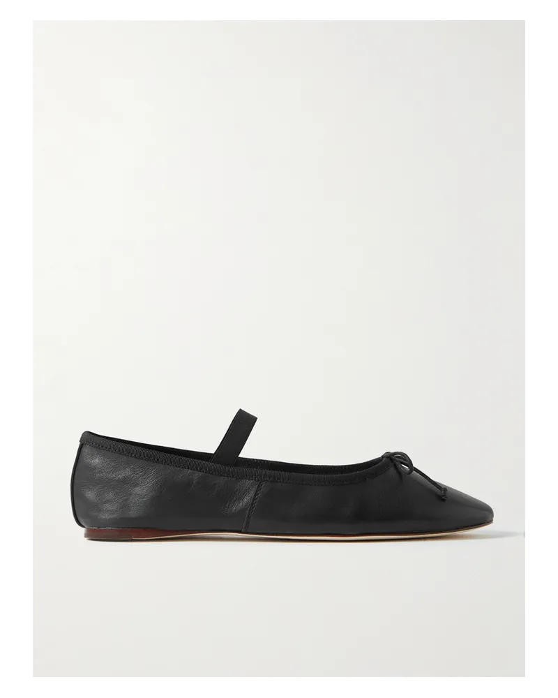 Loeffler Randall Leonie Bow-embellished Leather Flats - Black Black