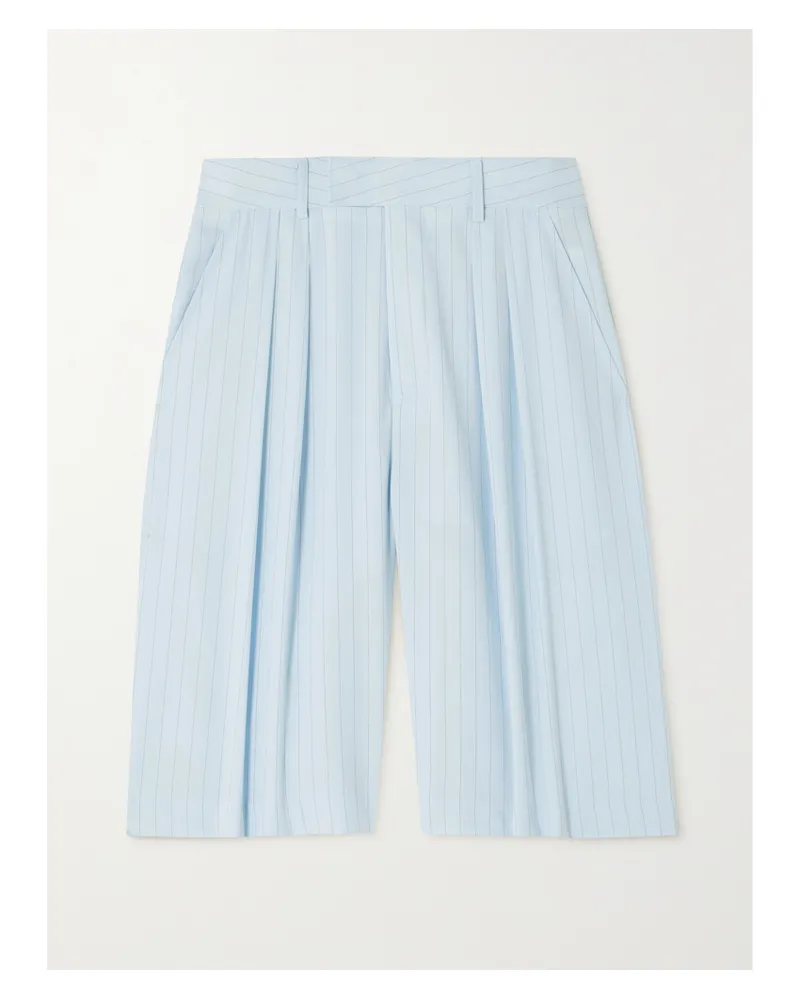 FRANKIE Shop Vivian Shorts Aus Crêpe De Chine Mit Falten Und Nadelstreifen - Blau Blau