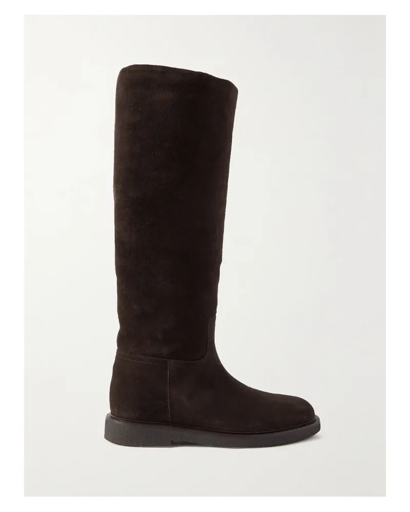 LEGRES Kniehohe Stiefel Aus Veloursleder Mit Shearling-futter - Braun Braun