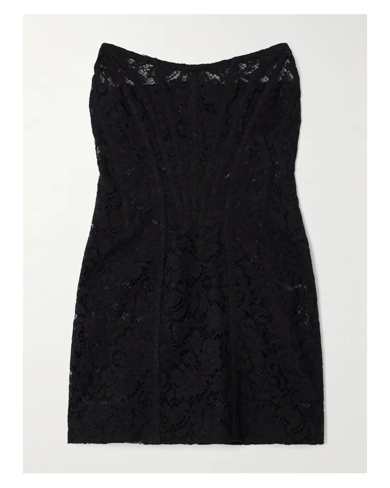 Dolce & Gabbana Minikleid Aus Spitze Aus Einer Baumwollmischung - Schwarz Schwarz