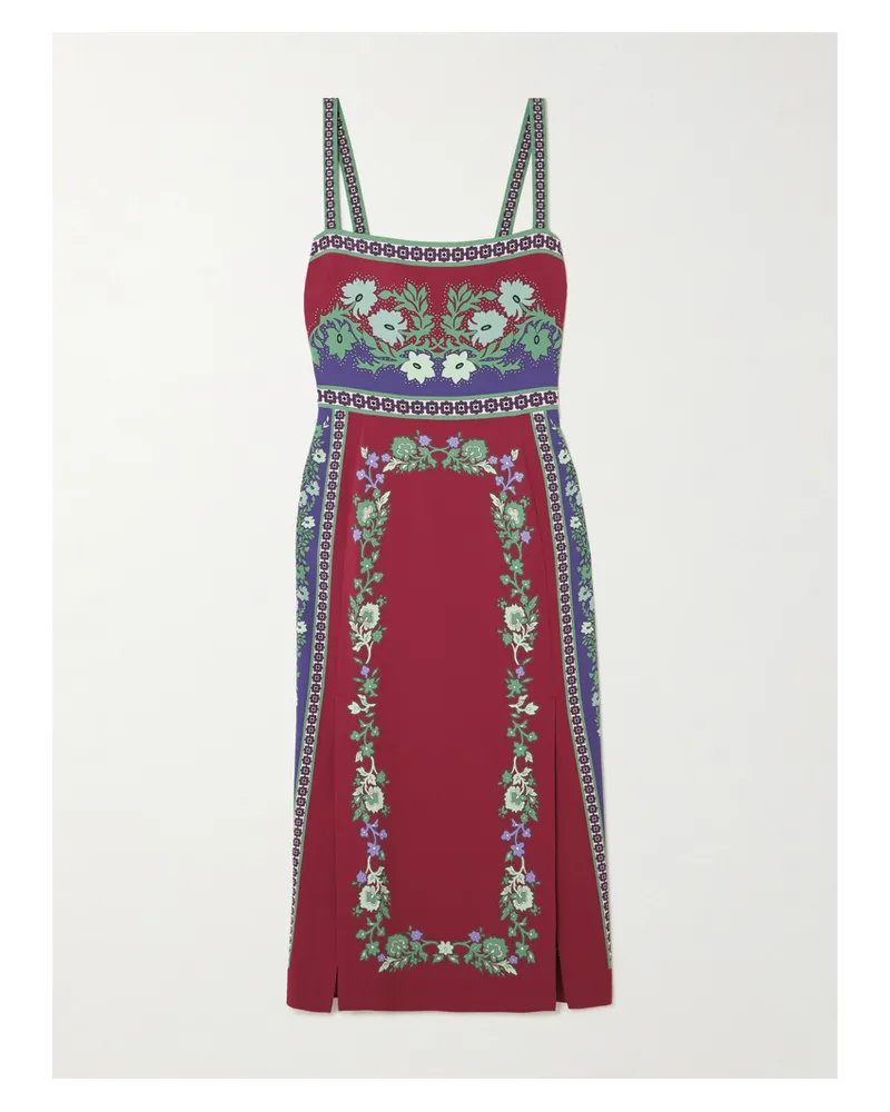 La DoubleJ Buy Me A Martini Floral-print Stretch-crepe Midi Dress - Red Red