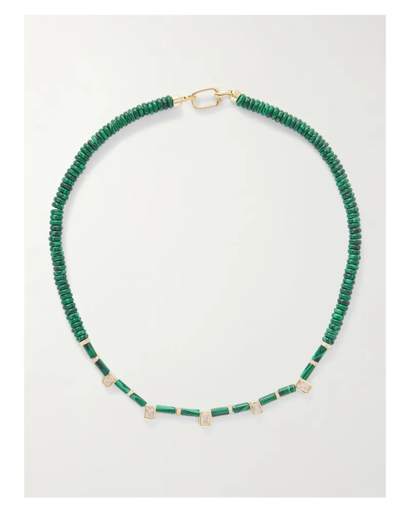 Martha Calvo Gold-plated, Malachite And Crystal Necklace - Green Green