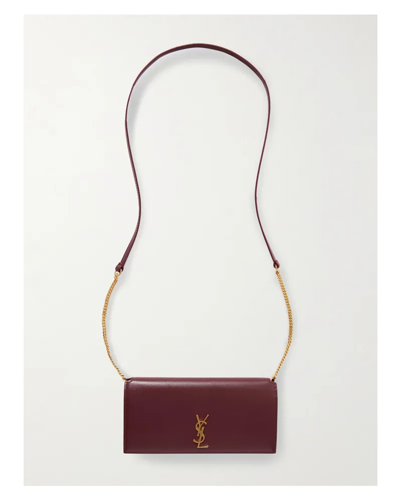 Saint Laurent Cassandre Strap Leather Phone Case - Burgundy Burgundy