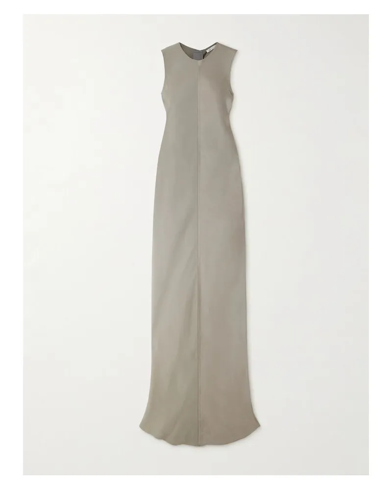 AMI Paris Maxikleid Aus Glänzendem Crêpe - Grau Grau