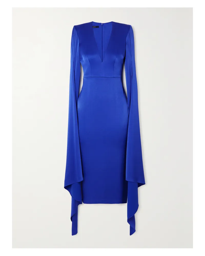 Alex Perry Vander Midikleid Aus Glänzendem Crêpe Mit Cape-effekt - Blau Blau