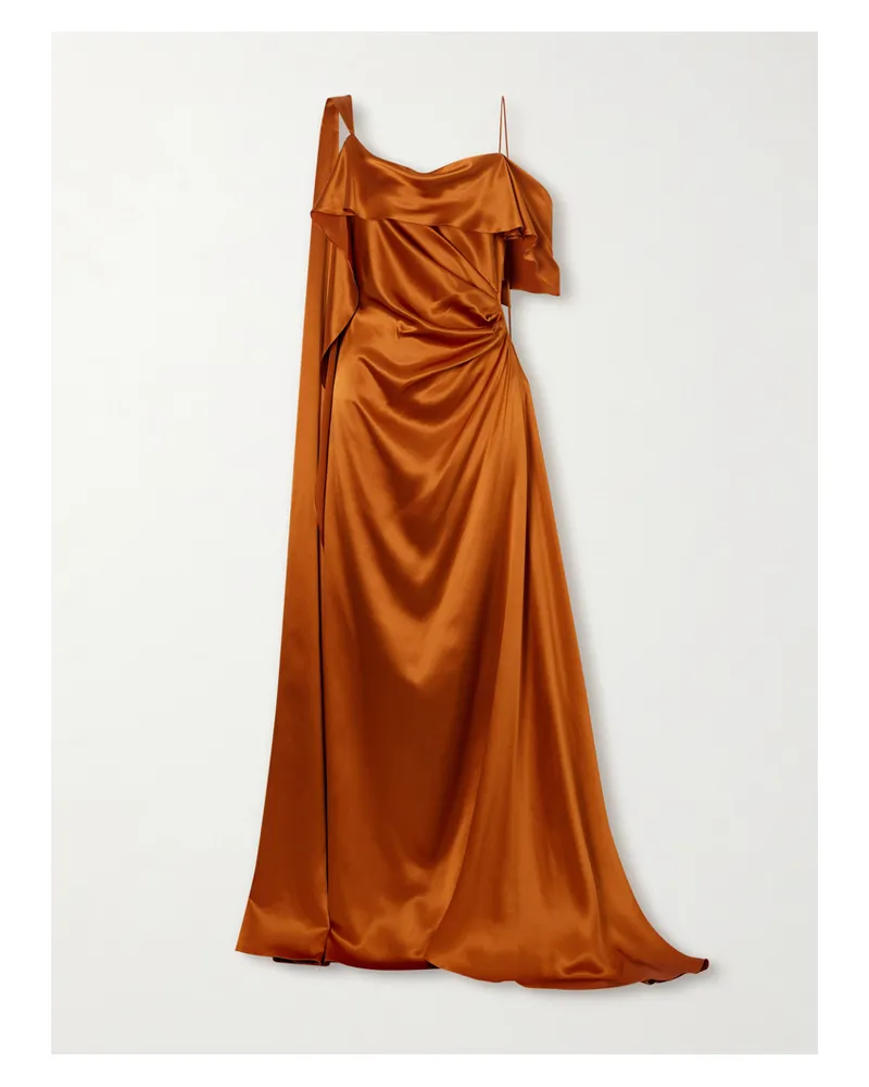 Roksanda Ilincic Lysa Draped Silk-satin Gown - Metallic Metallic