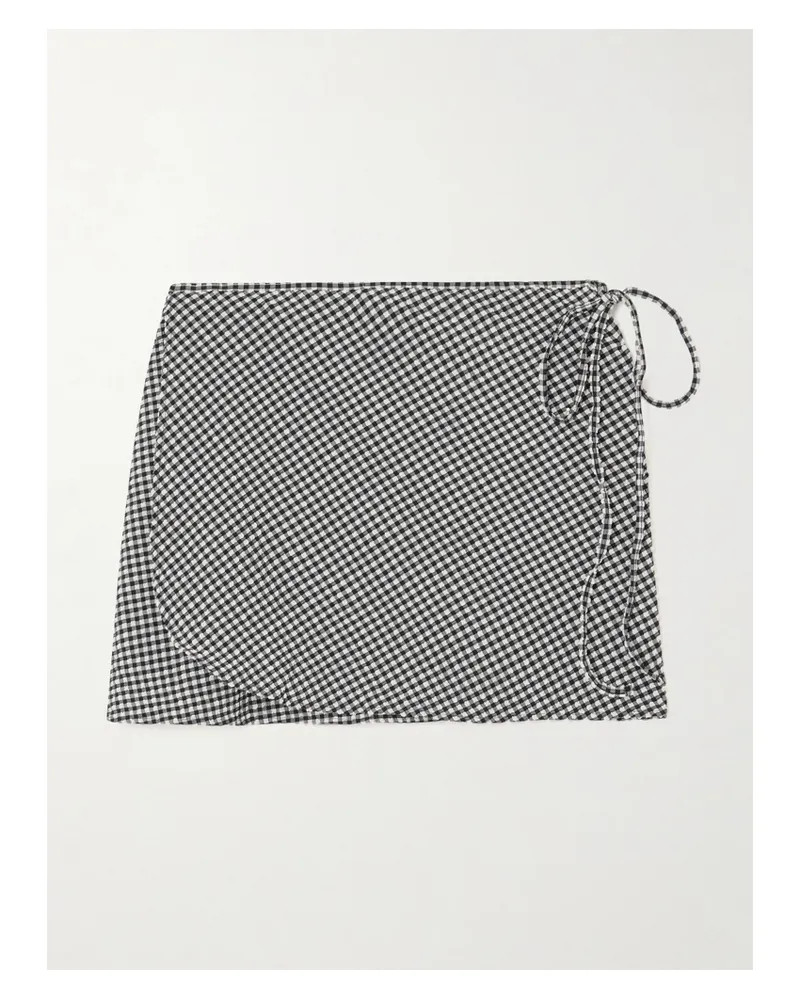 Hunza G Pareo Aus Seersucker Mit Gingham-karomuster - Schwarz Schwarz