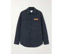 Steppjacke Aus Shell Aus Einer Baumwollmischung Mit Velourslederbesatz - Blau