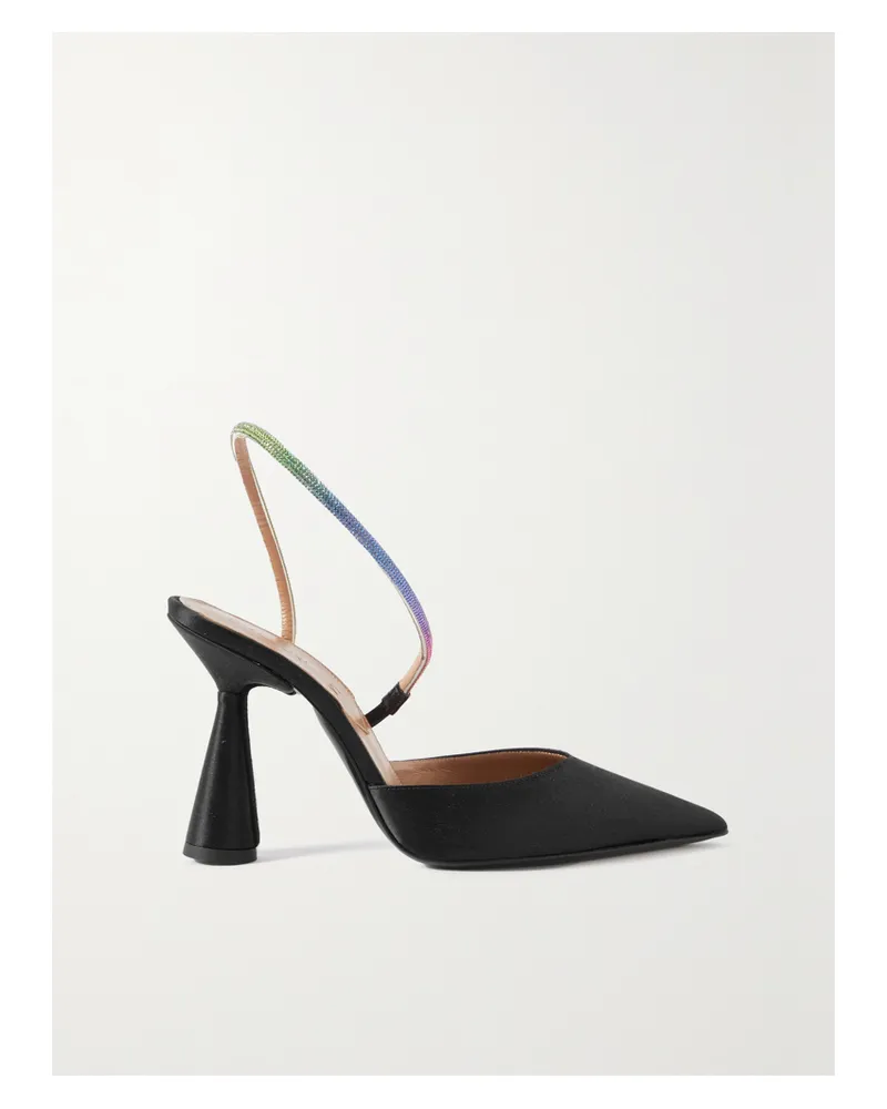 D’Accori Saturn Slingback-pumps Aus Satin Mit Kristallen - Schwarz Schwarz