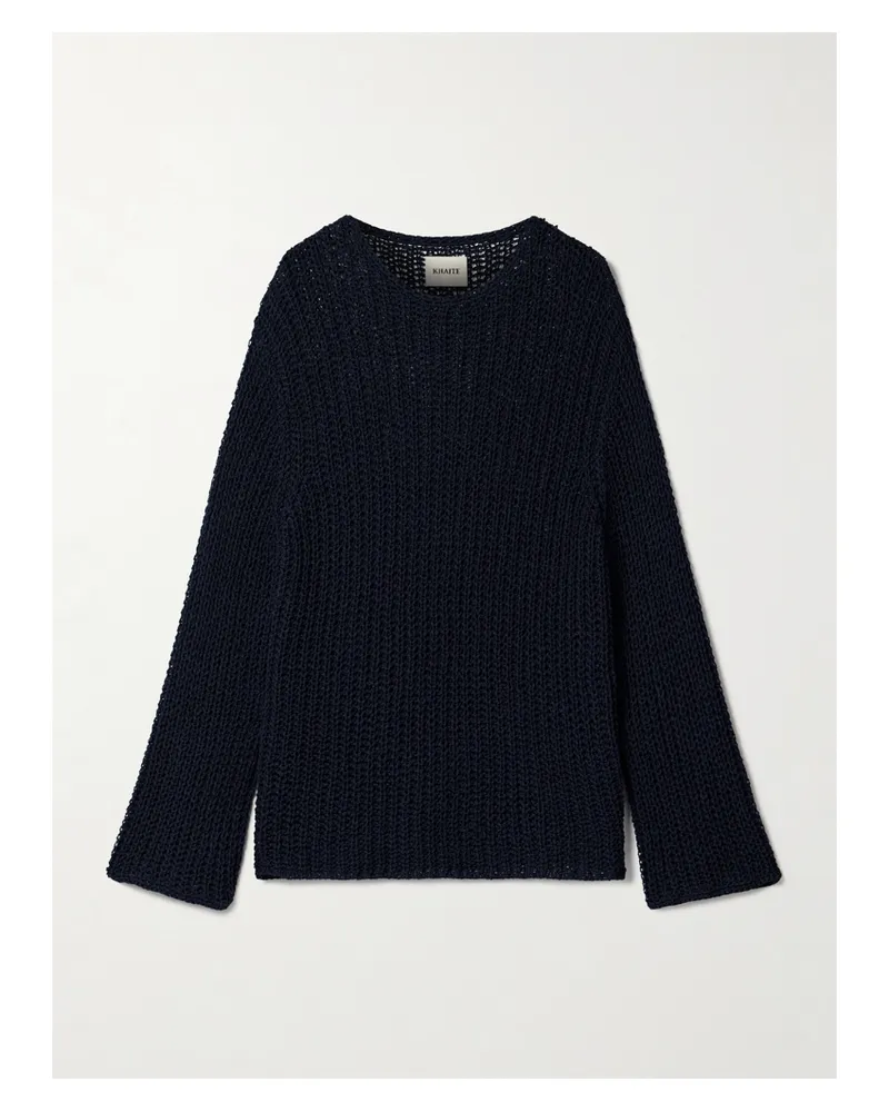 KHAITE Elowen Baumwollpullover In Lochstrick - Blau Blau