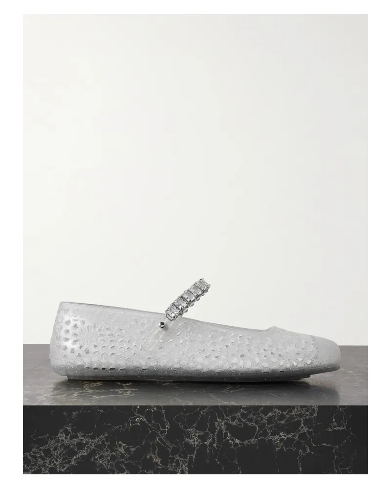 Jimmy Choo The Jelly Crystal-embellished Glittered Tpu Ballet Flats - Neutrals Neutrals