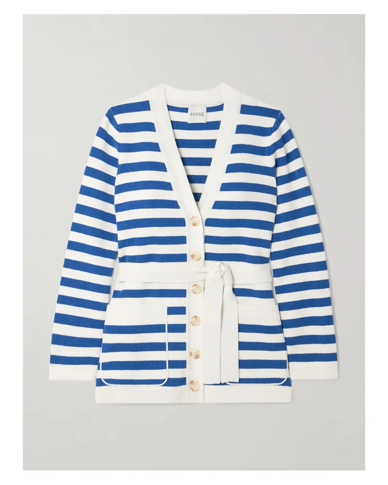 Posse Ari Cardigan Aus Gestreiftem Strick Mit Bindegürtel - Mehrfarbig Mehrfarbig