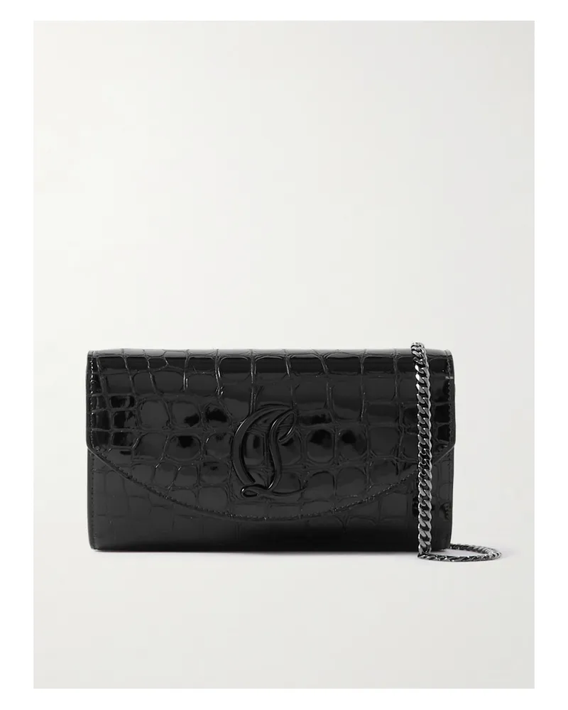 Christian Louboutin Loubi54 Croc-effect Leather Shoulder Bag - Black Black