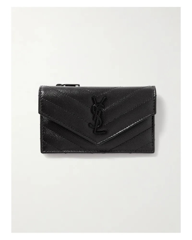 Saint Laurent Monogramme Quilted Textured-leather Wallet - Black Black