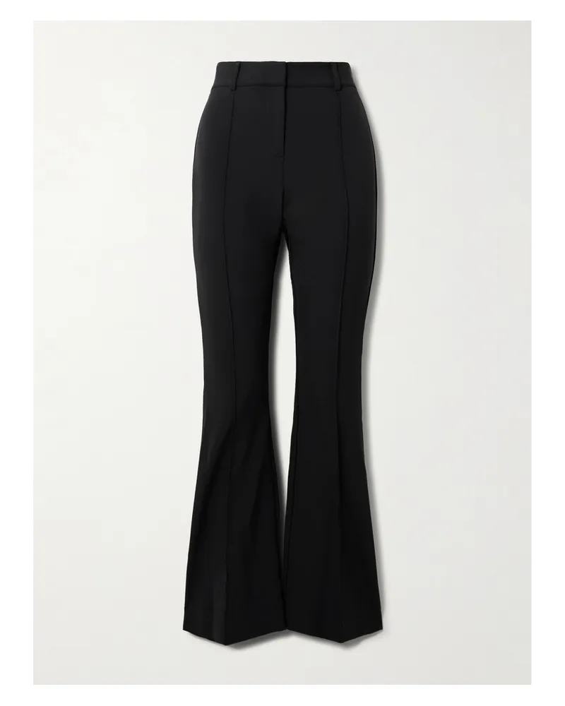 Veronica Beard Hibiscus Pleated Stretch-crepe Flared Pants - Black Black