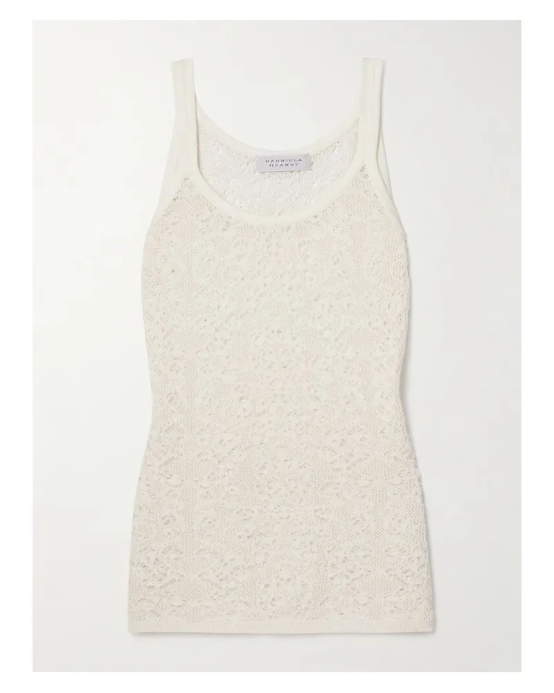 Gabriela Hearst Pontus Oberteil Aus Einer Gehäkelten Woll-seidenmischung - Elfenbein Elfenbein