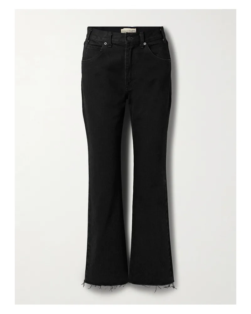 Nili Lotan Calla Hoch Sitzende Jeans Mit Geradem Bein Und Fransen - Schwarz Schwarz