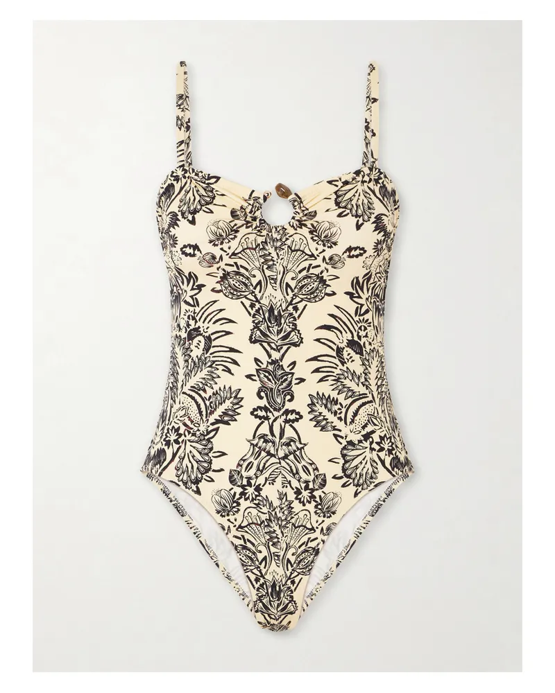 Ulla Johnson Hydra Embellished Printed Swimsuit - Ivory Ivory