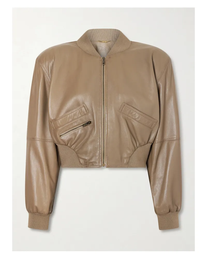 Chloé Verkürzte Bomberjacke Aus Leder - Neutral Neutral