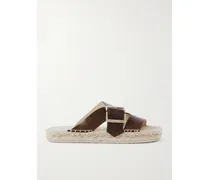 Paula's Ibiza Pantoletten Aus Leder Mit Plateausohle - Braun