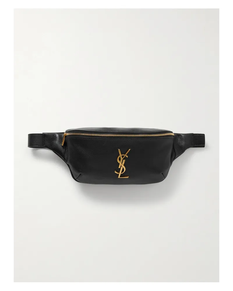 Saint Laurent Cassandre Textured-leather Belt Bag - Black Black