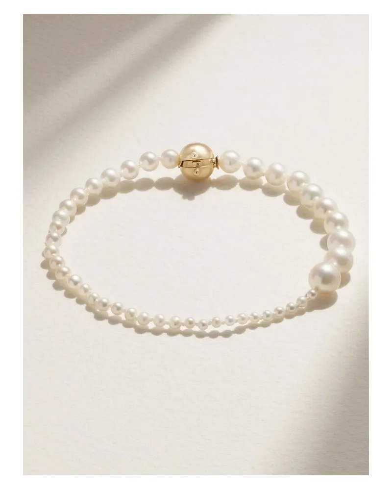 Sophie Bille Brahe Petite Peggy Armband Aus 14 Karat Gold Mit Perlen - Weiß Weiß