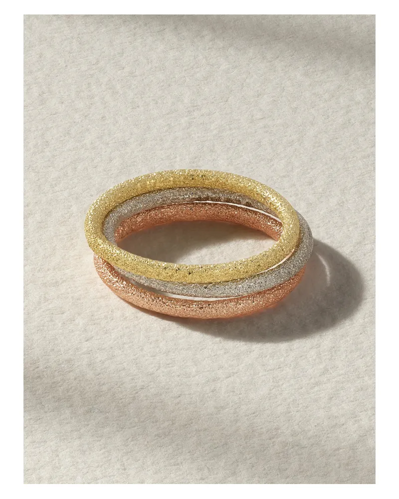 Carolina Bucci Set Aus Drei Ringen Aus 18 Karat Gelb-, Weiß- Und Roségold Gold