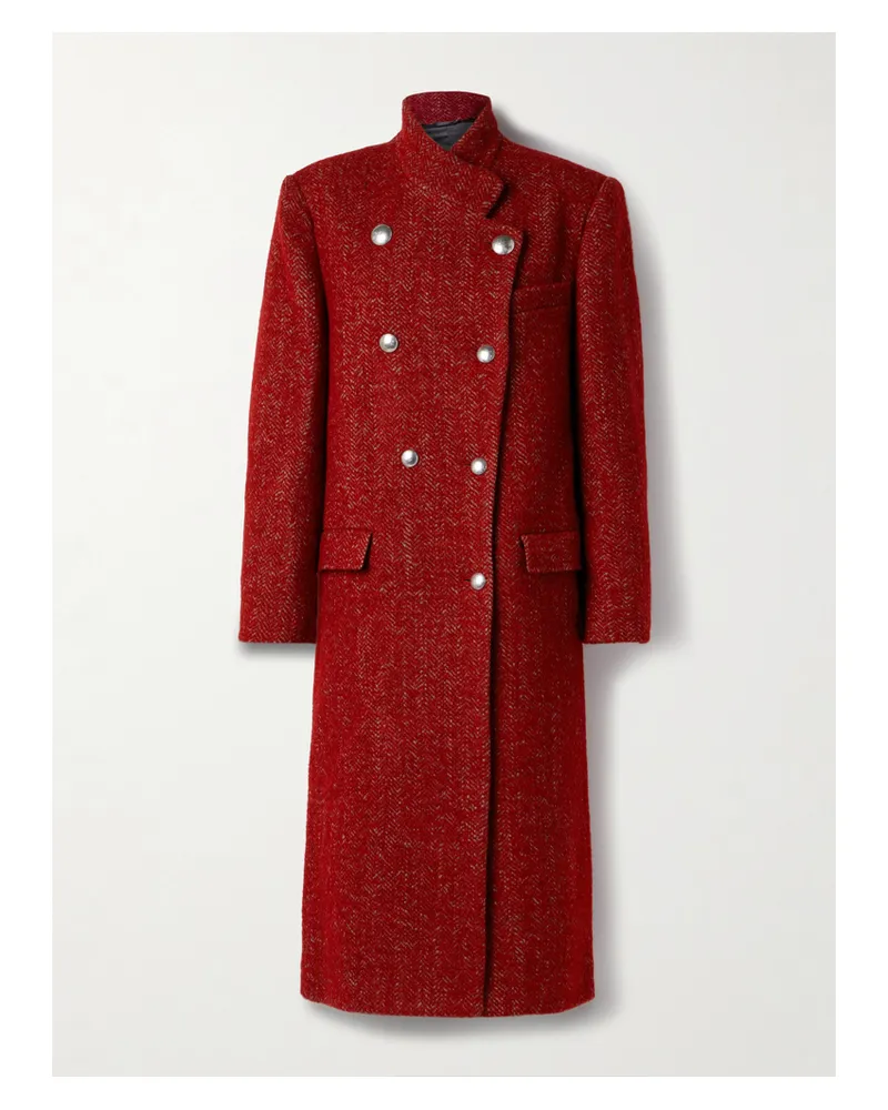 Isabel Marant Giusa Doppelreihiger Mantel Aus Twill Mit Fischgratmuster - Rot Rot