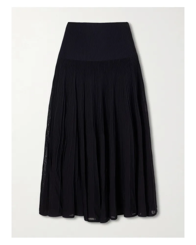 Ralph Lauren Celia Ribbed-knit Midi Skirt - Black Black